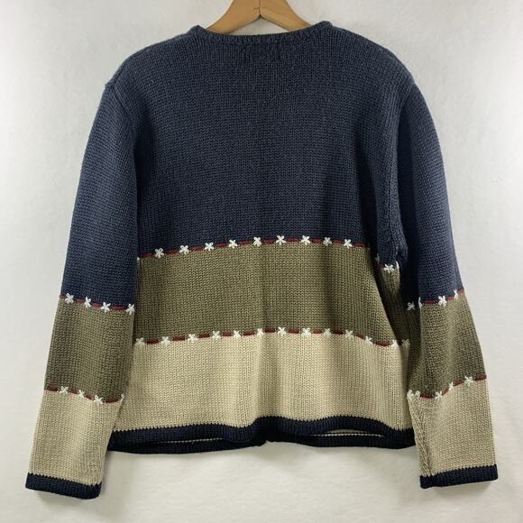 Vintage Womens Hand Embroidered Cardigan Sweater Sz L Cottage Nordic Cabin Folk - Picture 4 of 12